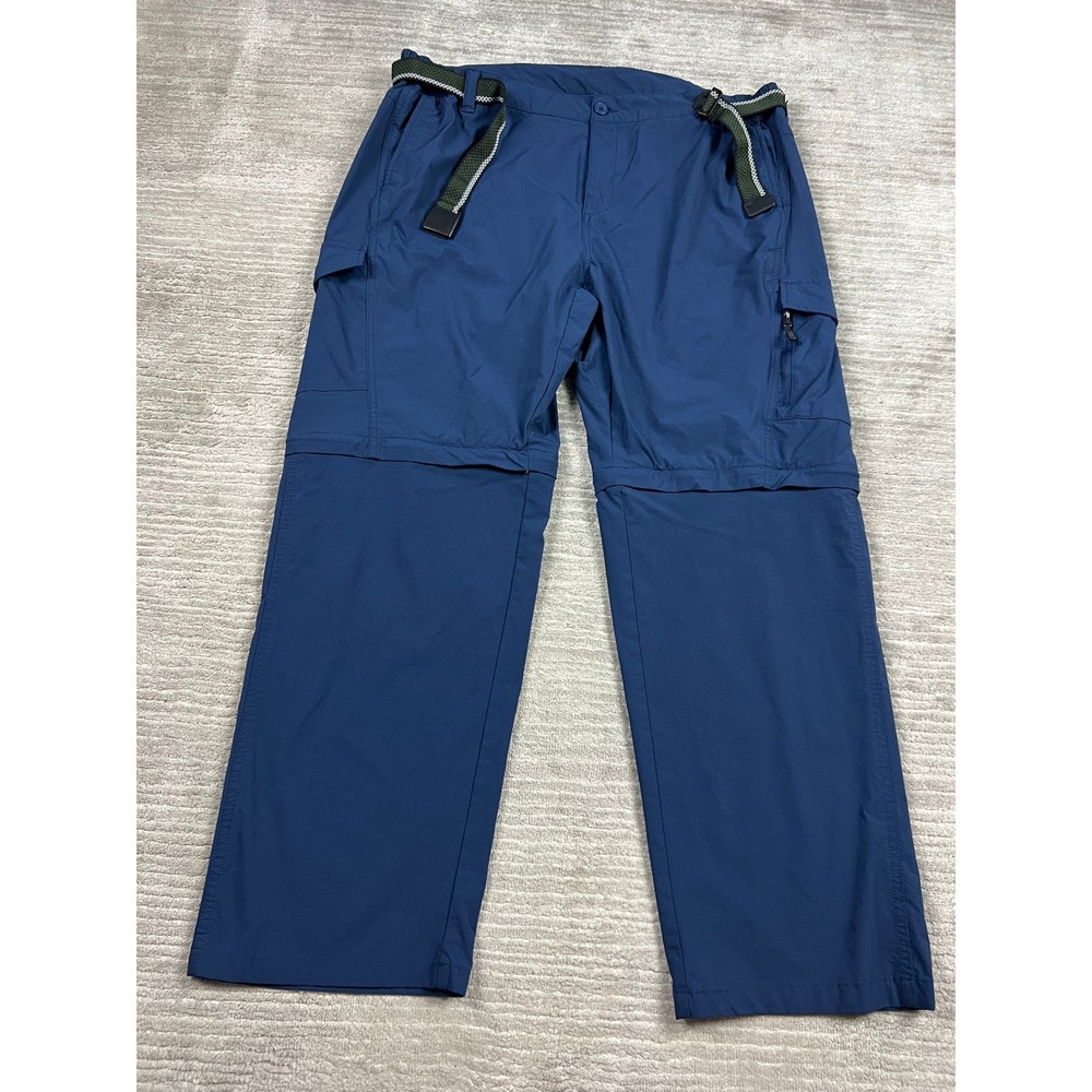 Unbranded Cargo Pants Mens 42 Blue Convertible Zip Off Hiking Outdoor Belted